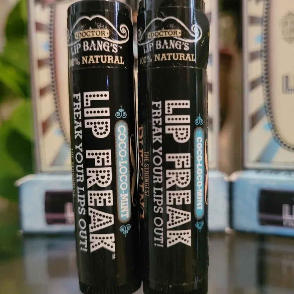2x Doctor Lip Bang's BUZZING Lip Balm Lip Freak 100% All Natural Coco Loco Mint